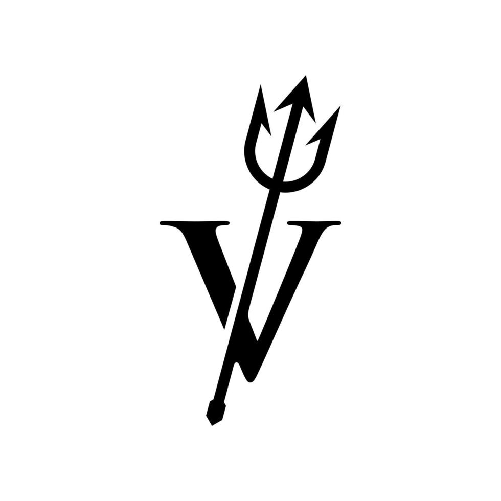 Anfangs-V-Dreizack-Logo vektor