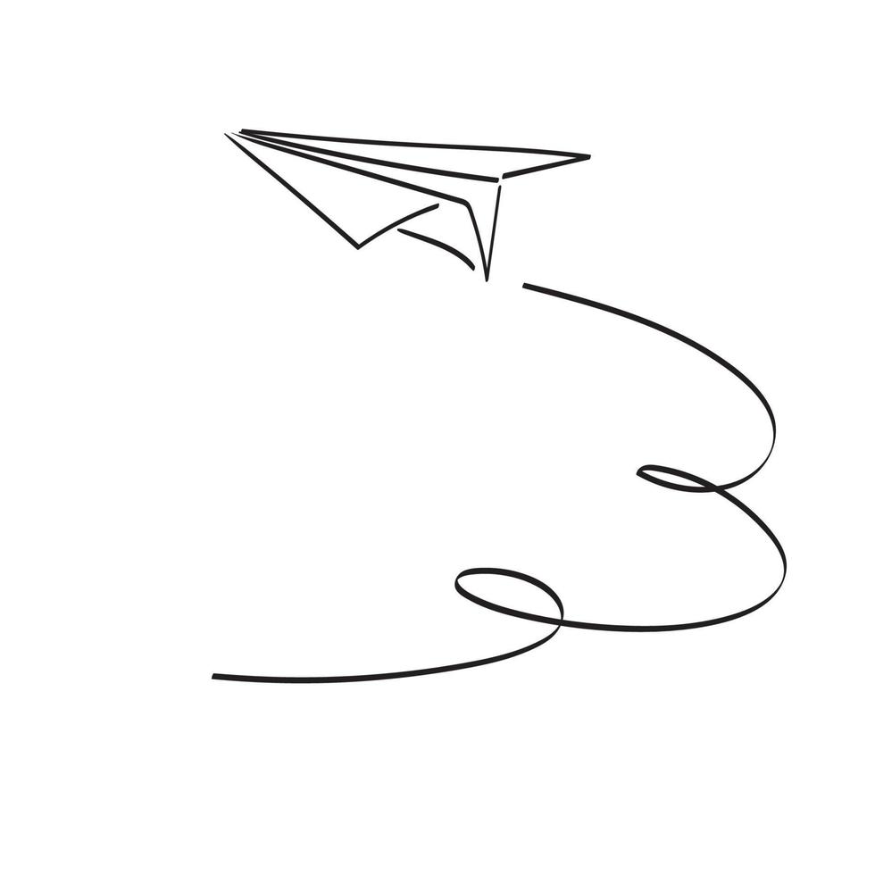 Strichzeichnungspapierflugzeug mit Kopienraum-Illustrationsvektorhand gezeichnet lokalisiert auf weißem Hintergrund vektor