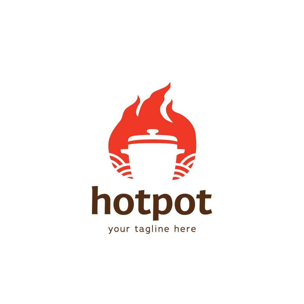 chinesisches Hot-Pot-Logo-Symbol mit Flamme. Hot-Pot-Logo-Symbol mit Feuer vektor
