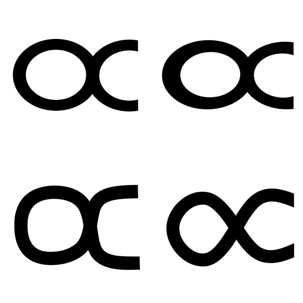 Satz von Proportionalitätszeichen-Symbol auf weißem Hintergrund. das umgekehrte Symbol ist schwarz. geeignet für physikalische Formeln, Mathematik und Berechnungen. vektor