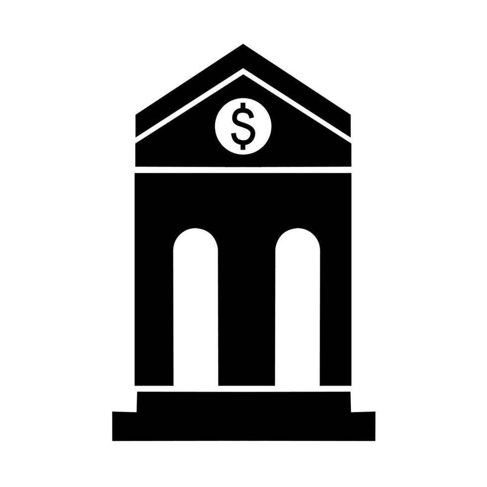 Bank byggnad vektor ikon med dollar symbol på vit bakgrund. april 1:a internationell Bank dag begrepp.