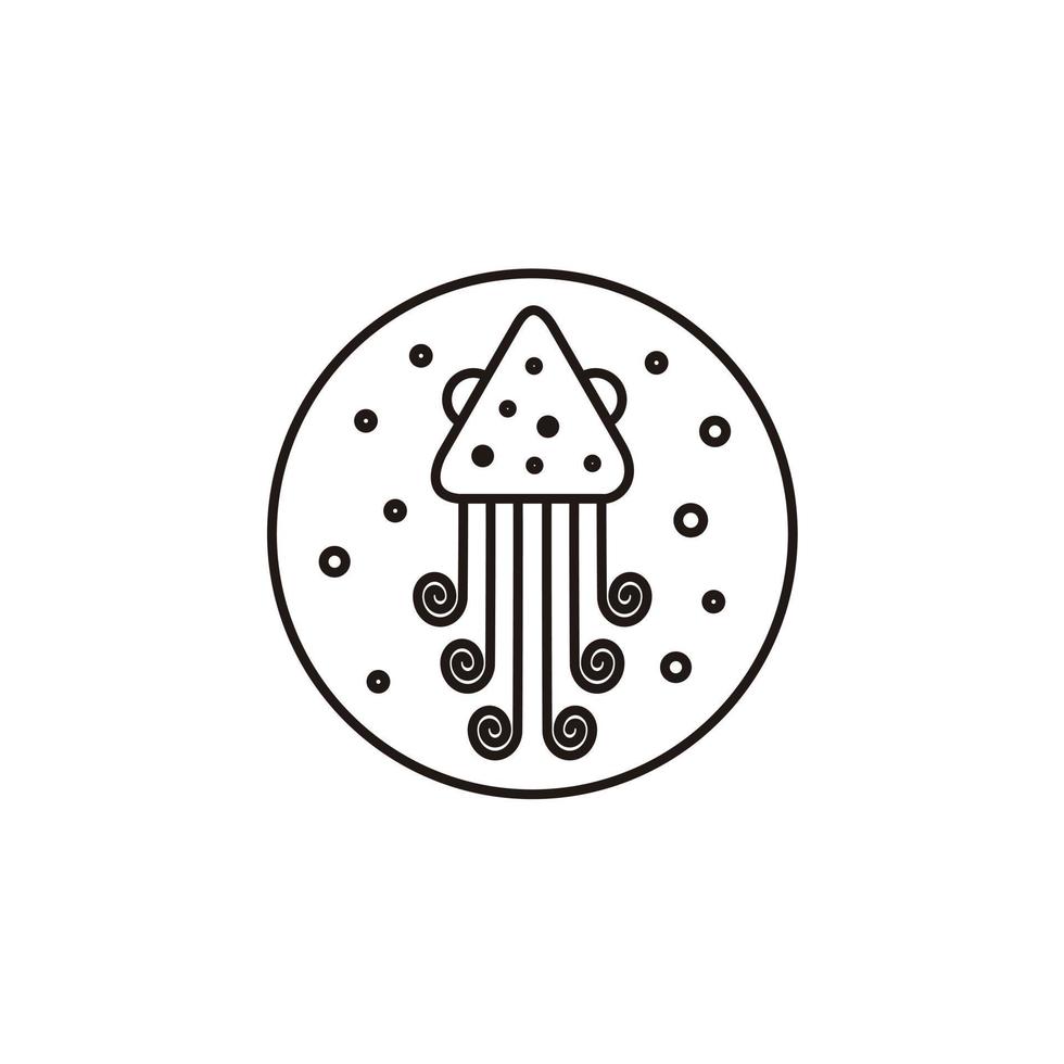 illustration moderne linie kunst oktopus meer einfach minimalistisch im kreis logo design vektor