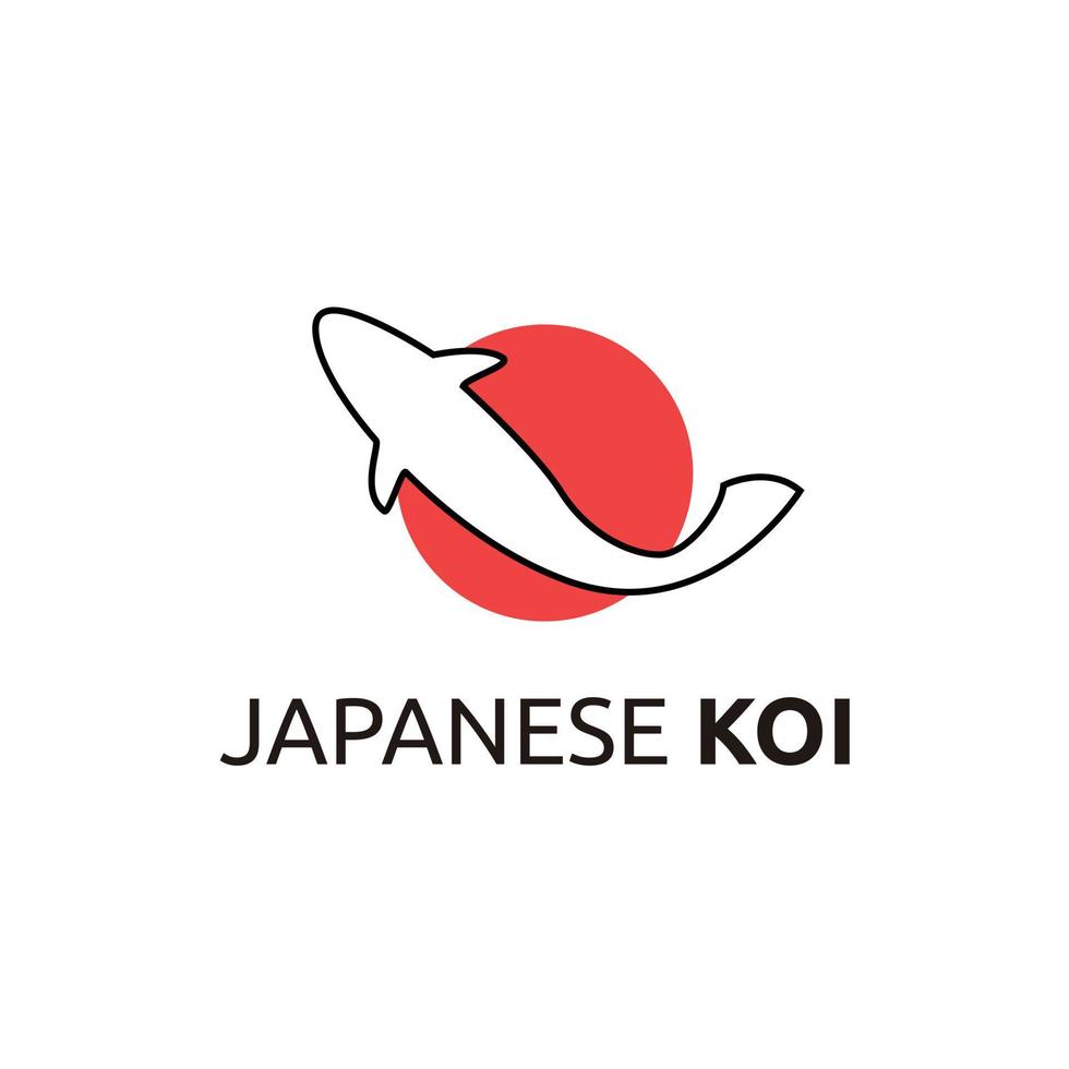 Abbildung Japan-Koi-Karpfen mit rotem Kreis-Zeichen-Logo-Design-Vektor-Illustration vektor
