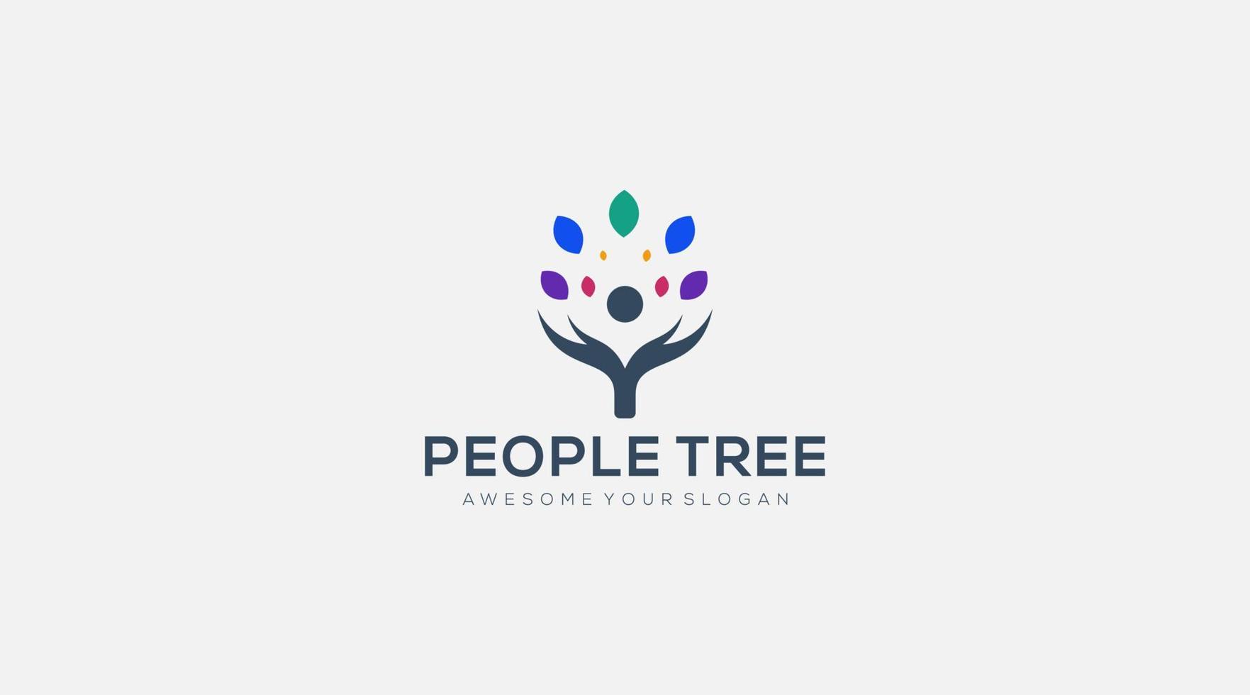 människor träd vektor logotyp design ikon mall
