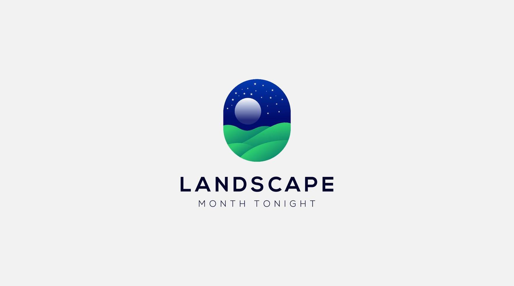 landskap natt se logotyp design illustration vektor mall