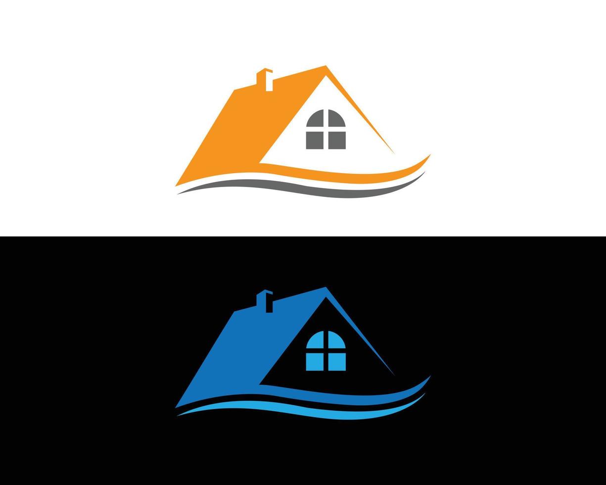 uppsättning av kust hus fast egendom vatten vektor kreativ begrepp logotyp design mall.