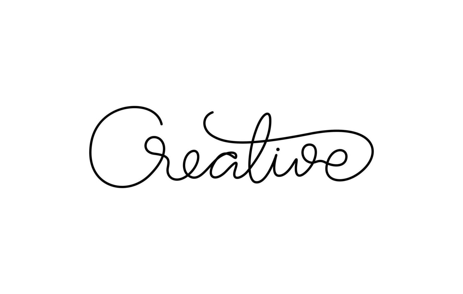 kreatives wortschriftdesign in durchgehender linienzeichnung vektor