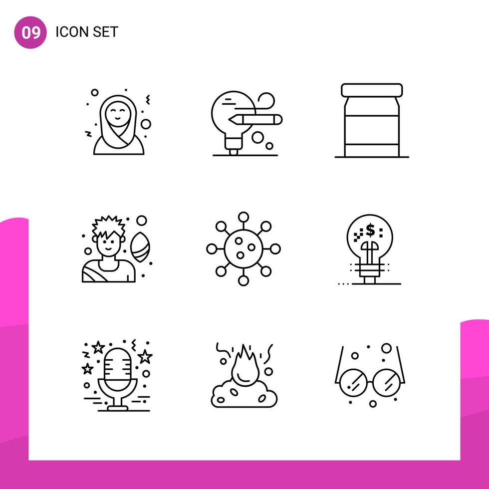 Outline Icon Set Packung mit 9 Zeilensymbolen isoliert auf weißem Hintergrund für reaktionsfähiges Website-Design, Druck- und mobile Anwendungen vektor