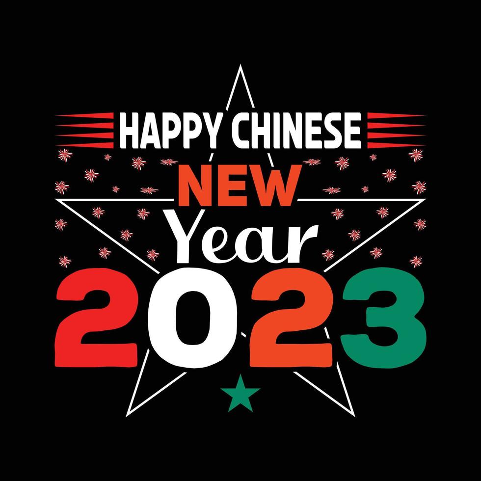 Lycklig kinesisk ny år 2023 t-shirt design vektor