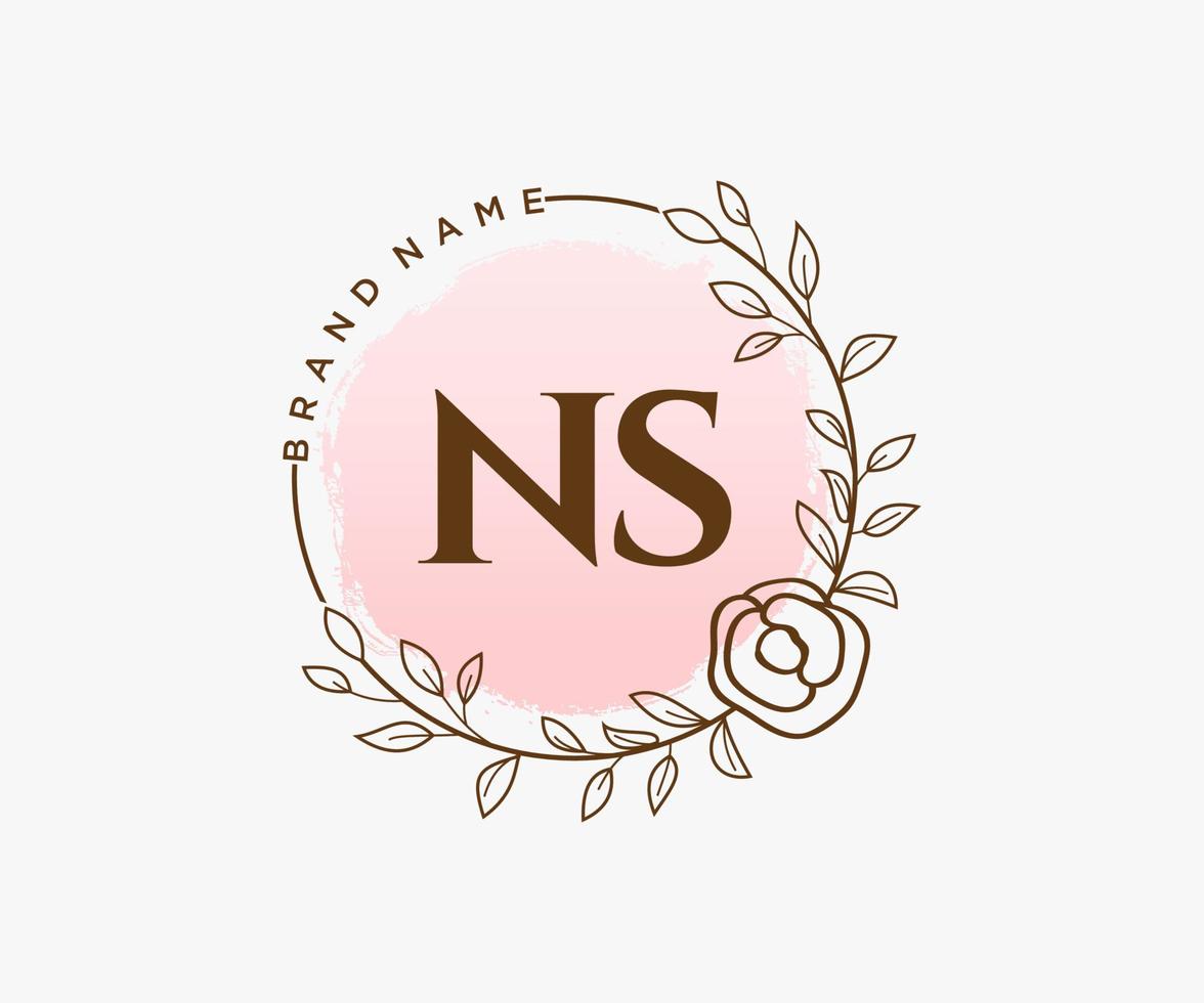 första ns feminin logotyp. användbar för natur, salong, spa, kosmetisk och skönhet logotyper. platt vektor logotyp design mall element.