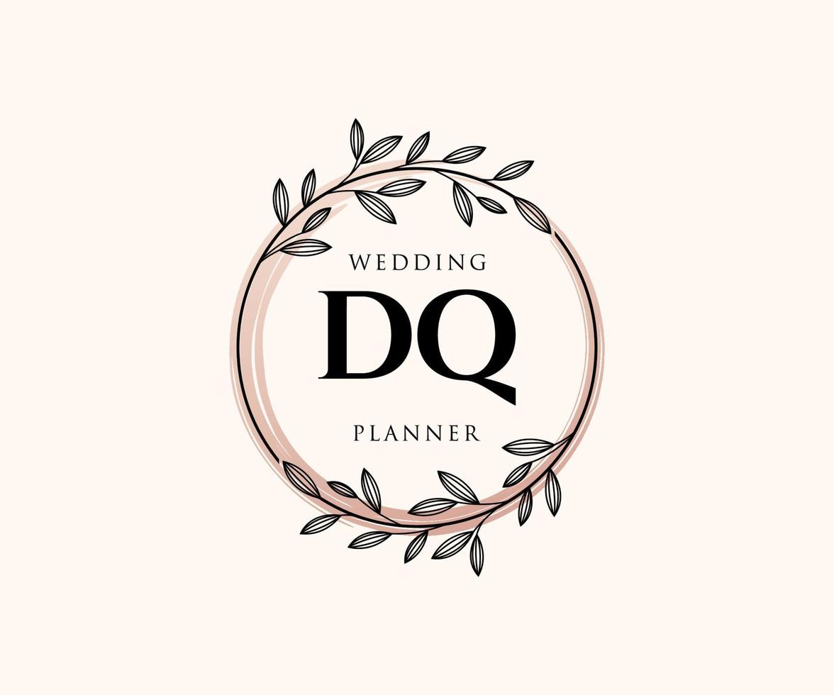 dq initialen brief hochzeit monogramm logos sammlung, handgezeichnete moderne minimalistische und florale vorlagen für einladungskarten, save the date, elegante identität für restaurant, boutique, café im vektor