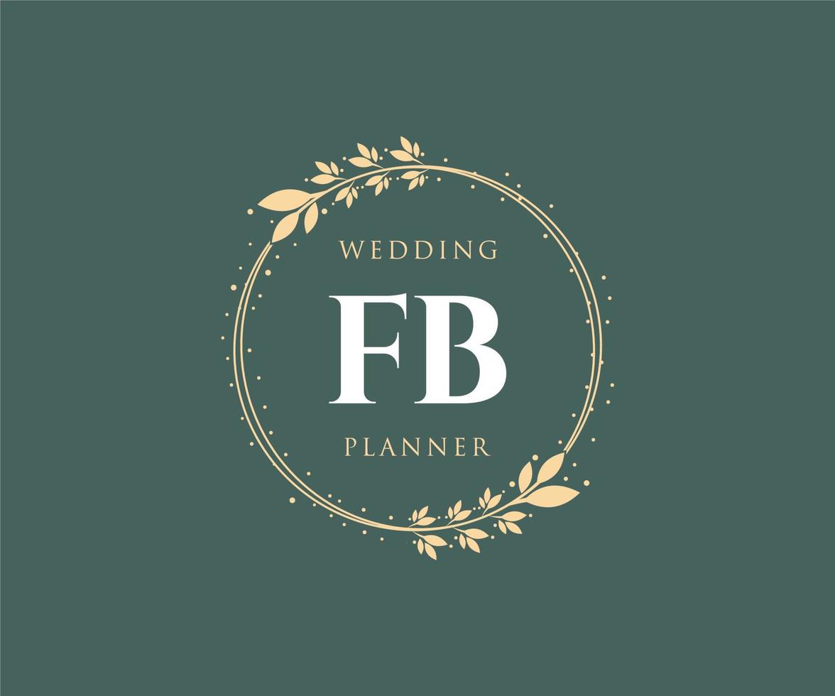 fb initialen brief hochzeitsmonogramm logos sammlung, handgezeichnete moderne minimalistische und florale vorlagen für einladungskarten, save the date, elegante identität für restaurant, boutique, café im vektor