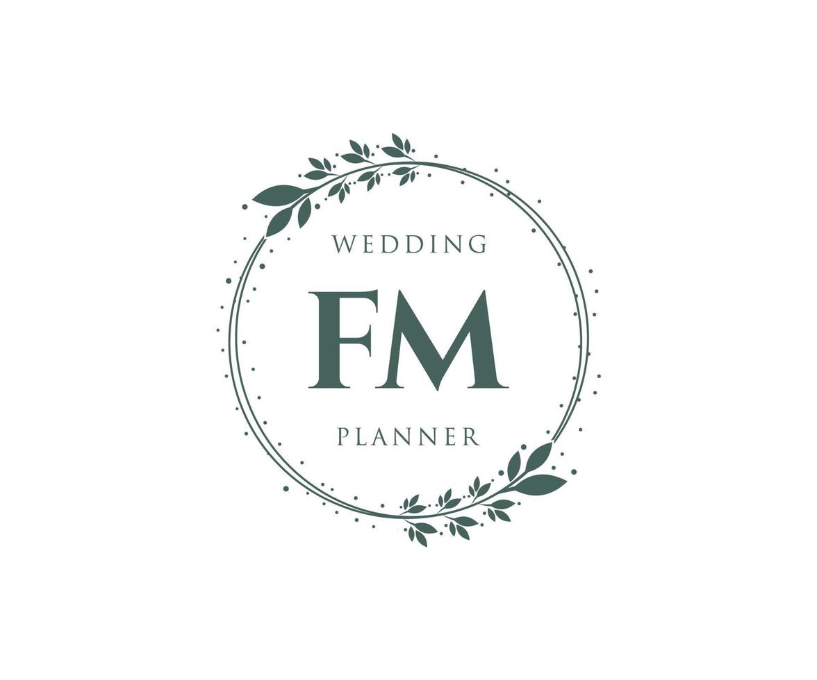 fm initialen brief hochzeitsmonogramm logos sammlung, handgezeichnete moderne minimalistische und florale vorlagen für einladungskarten, save the date, elegante identität für restaurant, boutique, café im vektor