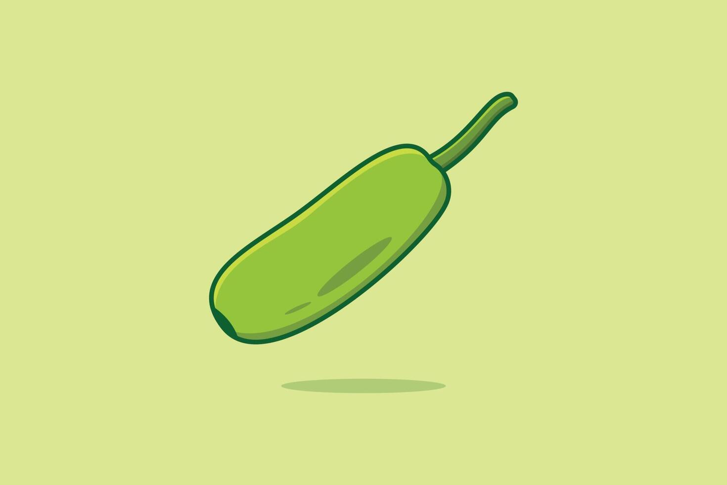 grüne Flaschenkürbis-Gemüsevektorillustration. Food-Natur-Icon-Konzept. garten frisches gemüse essen flasche kürbis icon design. vektor