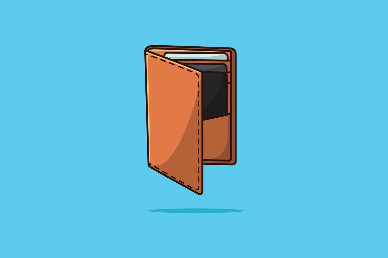 brieftasche mit debitkarte und geldhacking-vektorillustration. Technologie-Icon-Konzept. modernes Design-Geldbörsen-Symbol auf blauem Hintergrund. vektor