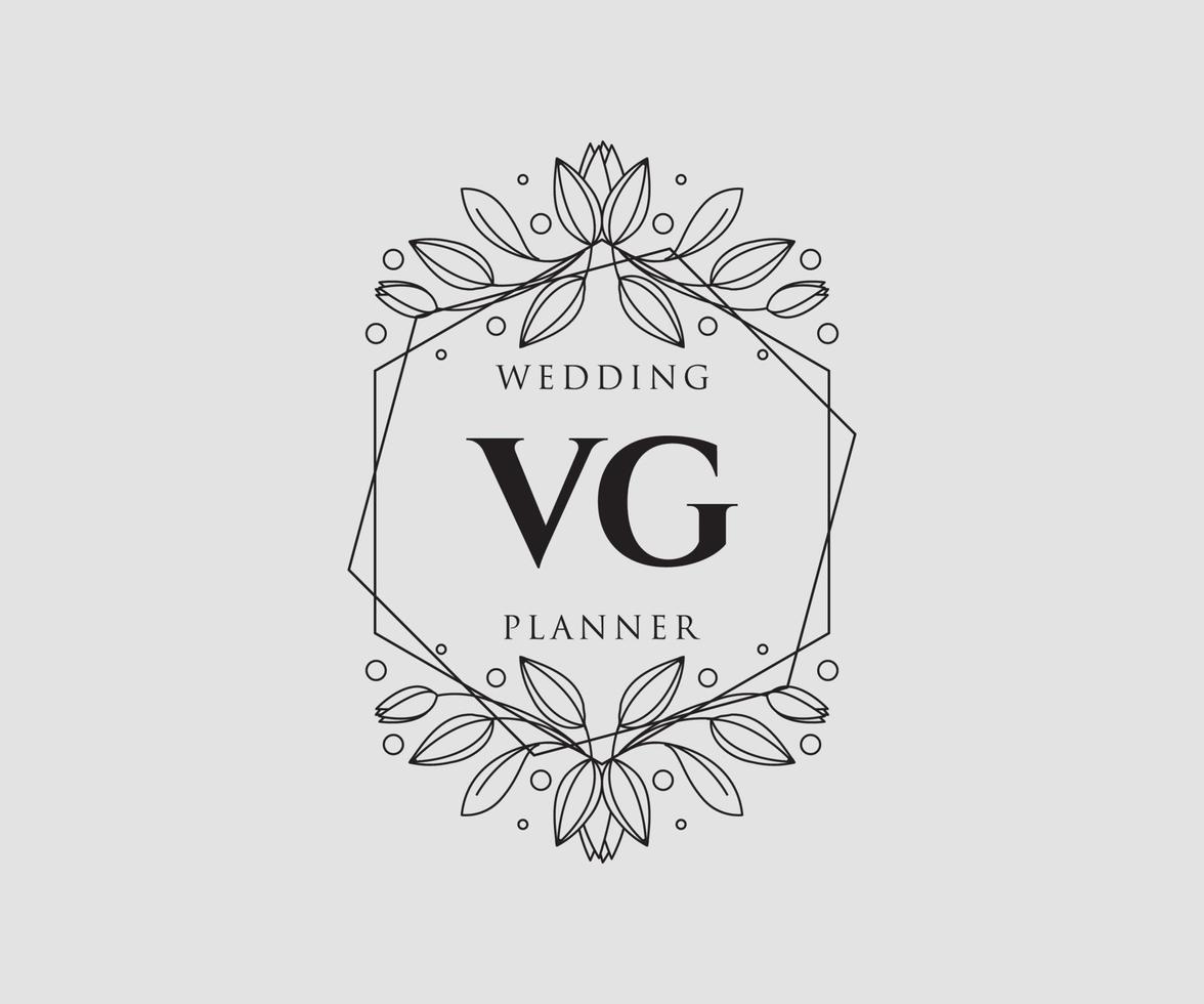 vg initialen brief hochzeitsmonogramm logos sammlung, handgezeichnete moderne minimalistische und florale vorlagen für einladungskarten, save the date, elegante identität für restaurant, boutique, café im vektor