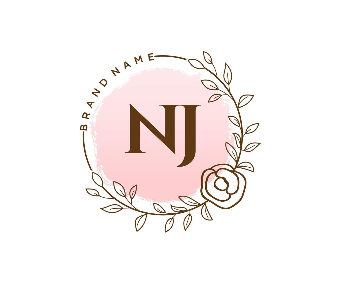 anfängliches nj feminines Logo. verwendbar für Natur-, Salon-, Spa-, Kosmetik- und Schönheitslogos. flaches Vektor-Logo-Design-Vorlagenelement. vektor