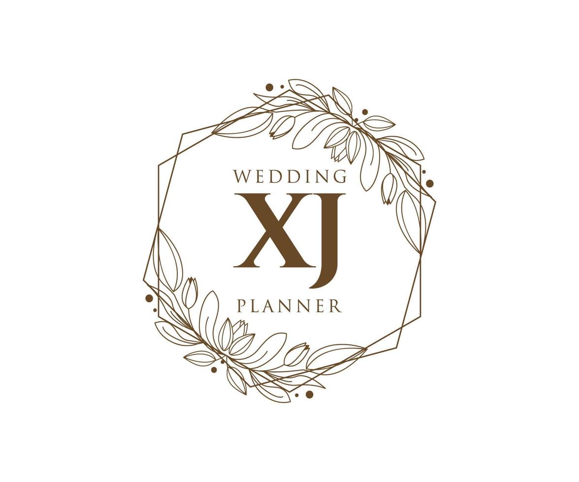 xj initialen brief hochzeitsmonogramm logos sammlung, handgezeichnete moderne minimalistische und florale vorlagen für einladungskarten, save the date, elegante identität für restaurant, boutique, café im vektor