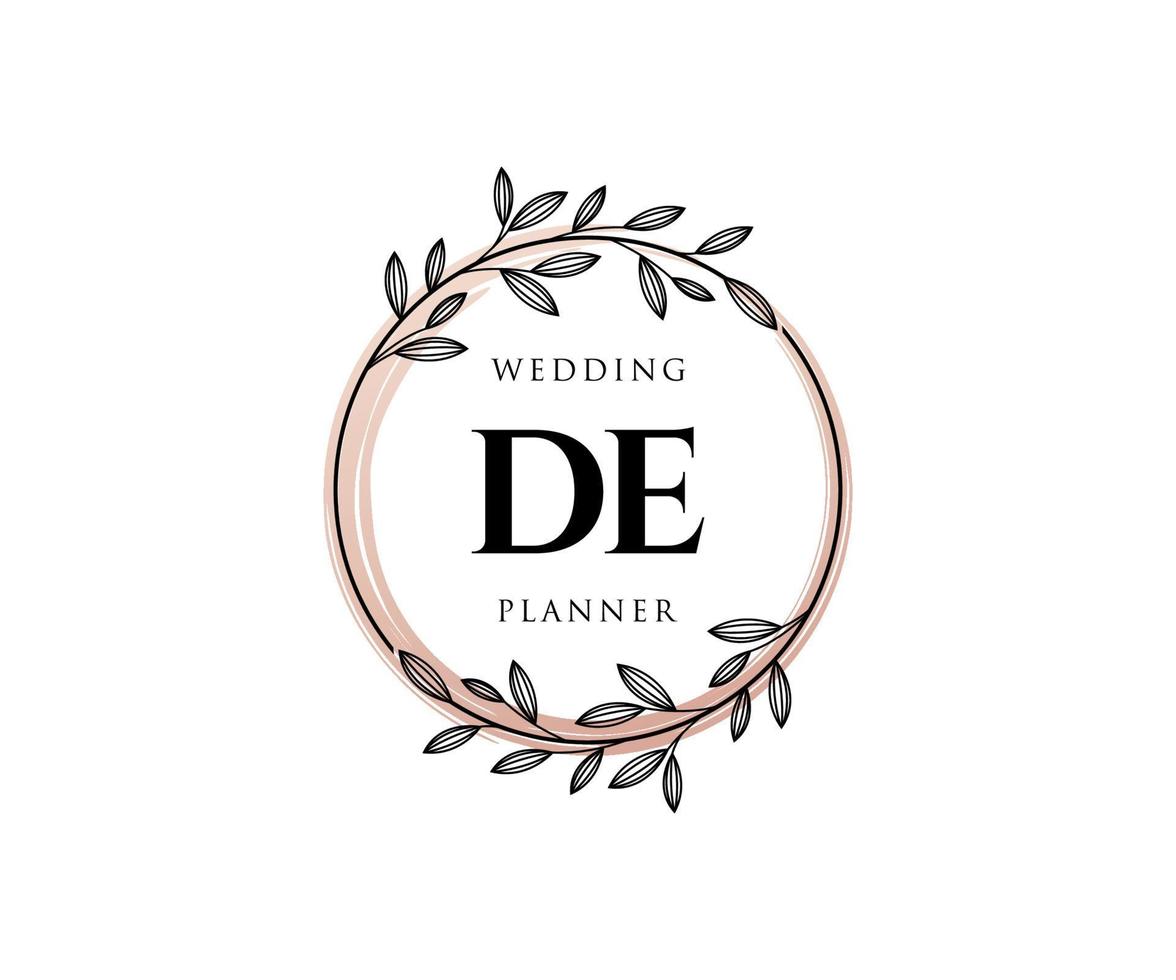 de initials brief hochzeitsmonogramm logos sammlung, handgezeichnete moderne minimalistische und florale vorlagen für einladungskarten, save the date, elegante identität für restaurant, boutique, café im vektor