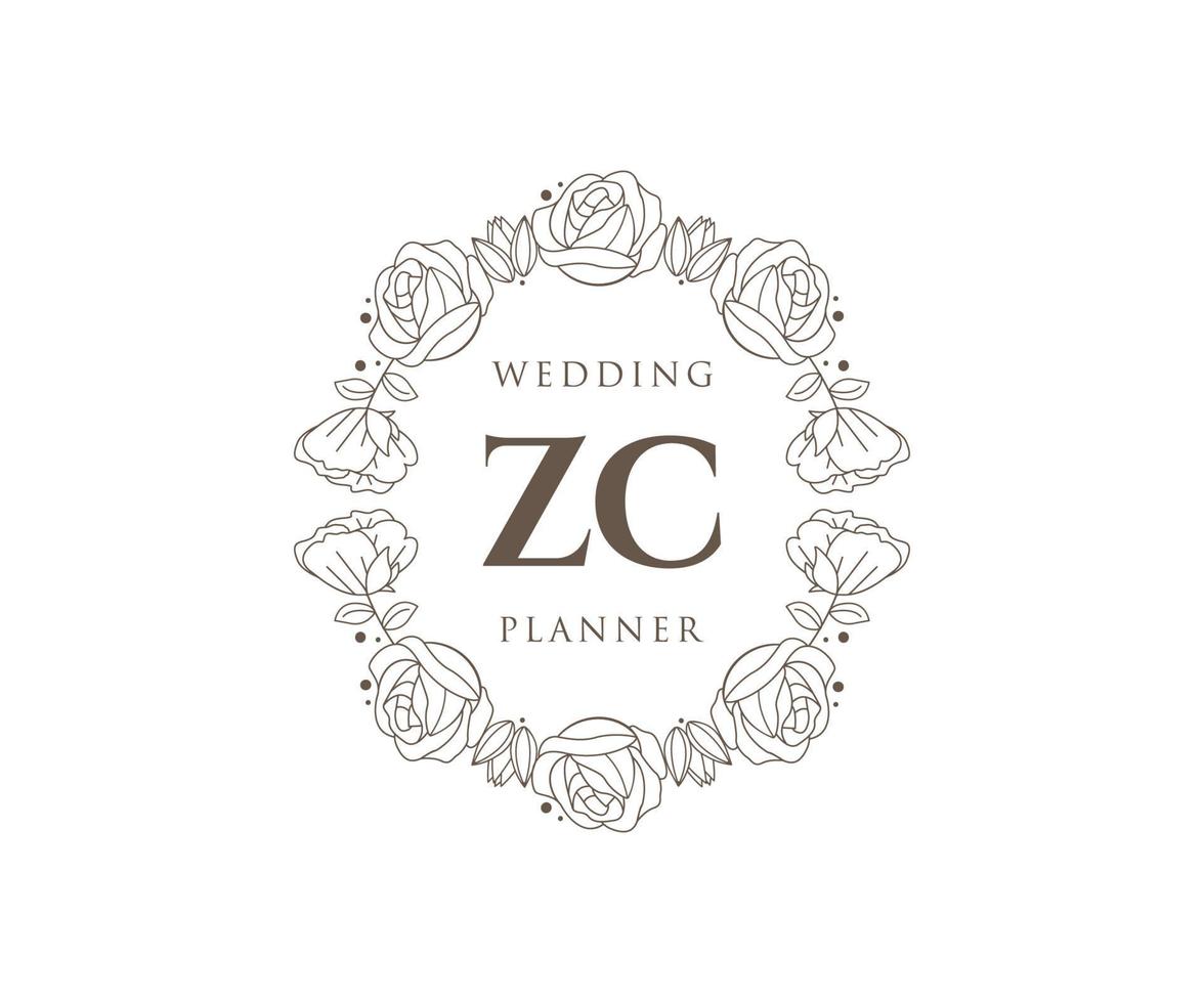 zc initialen brief hochzeitsmonogramm logos sammlung, handgezeichnete moderne minimalistische und florale vorlagen für einladungskarten, save the date, elegante identität für restaurant, boutique, café im vektor