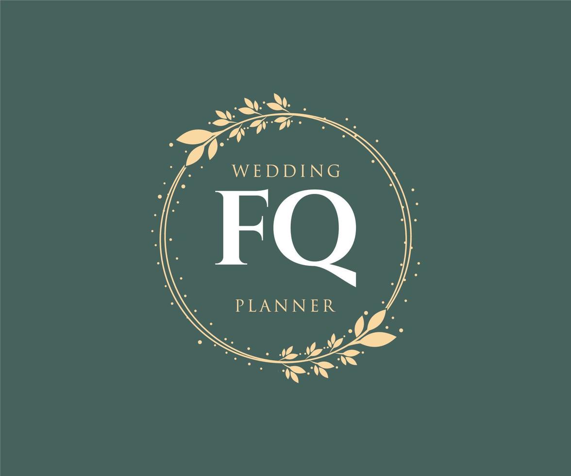 fq initialen brief hochzeitsmonogramm logos sammlung, handgezeichnete moderne minimalistische und florale vorlagen für einladungskarten, save the date, elegante identität für restaurant, boutique, café im vektor