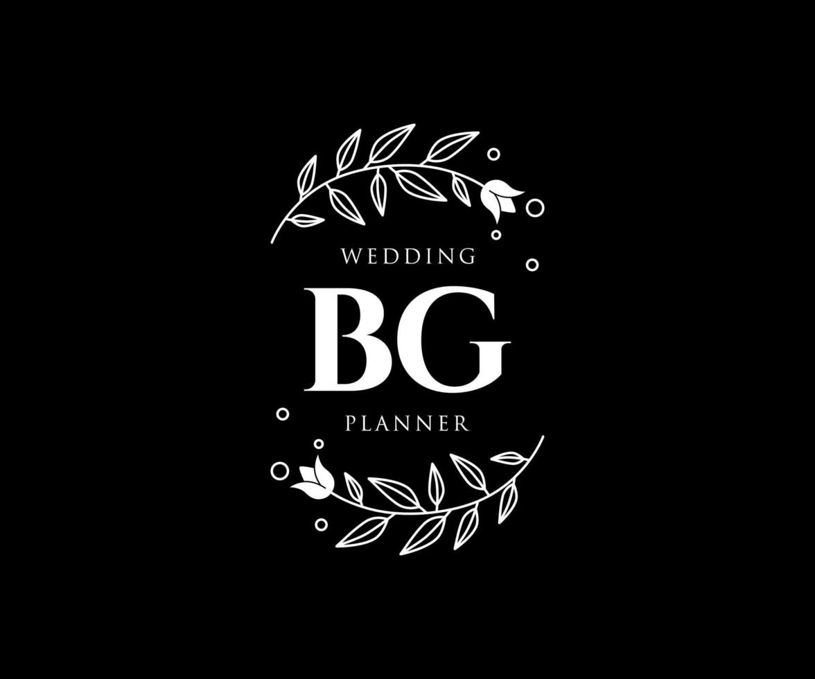 bg initialen brief hochzeitsmonogramm logos sammlung, handgezeichnete moderne minimalistische und florale vorlagen für einladungskarten, save the date, elegante identität für restaurant, boutique, café im vektor