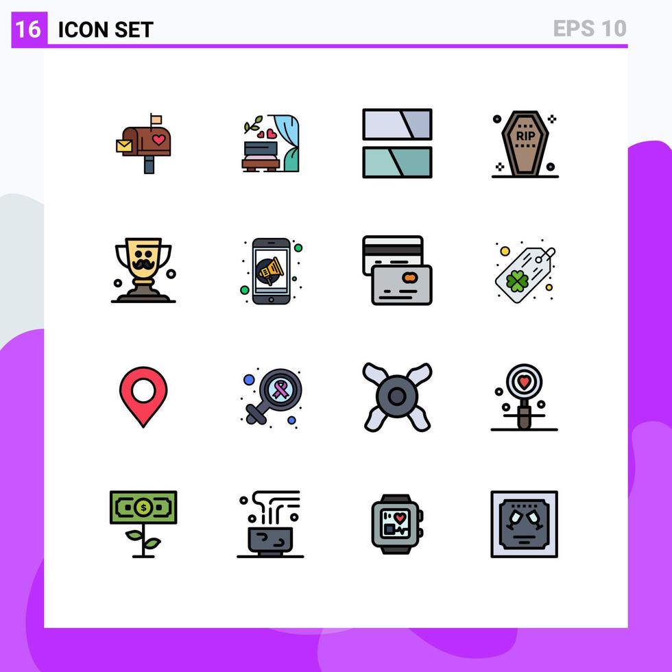 satz von 16 modernen ui symbolen symbole zeichen für halloween tod hochzeit bogen sarg layout editierbare kreative vektordesignelemente vektor