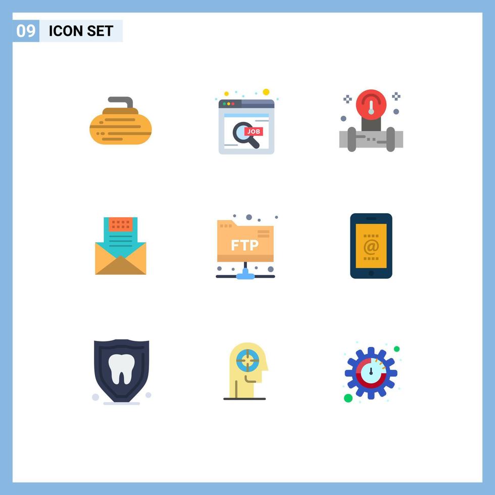 moderner Satz von 9 flachen Farben und Symbolen wie Briefpost-Manometer und E-Mail-bearbeitbare Vektordesign-Elemente vektor