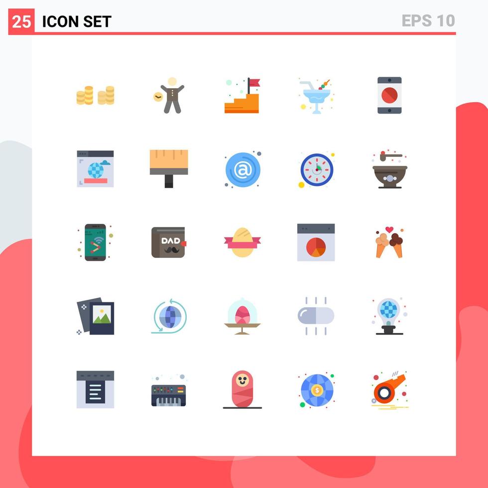 piktogram uppsättning av 25 enkel platt färger av mobiltelefon vin botten roman trappa redigerbar vektor design element