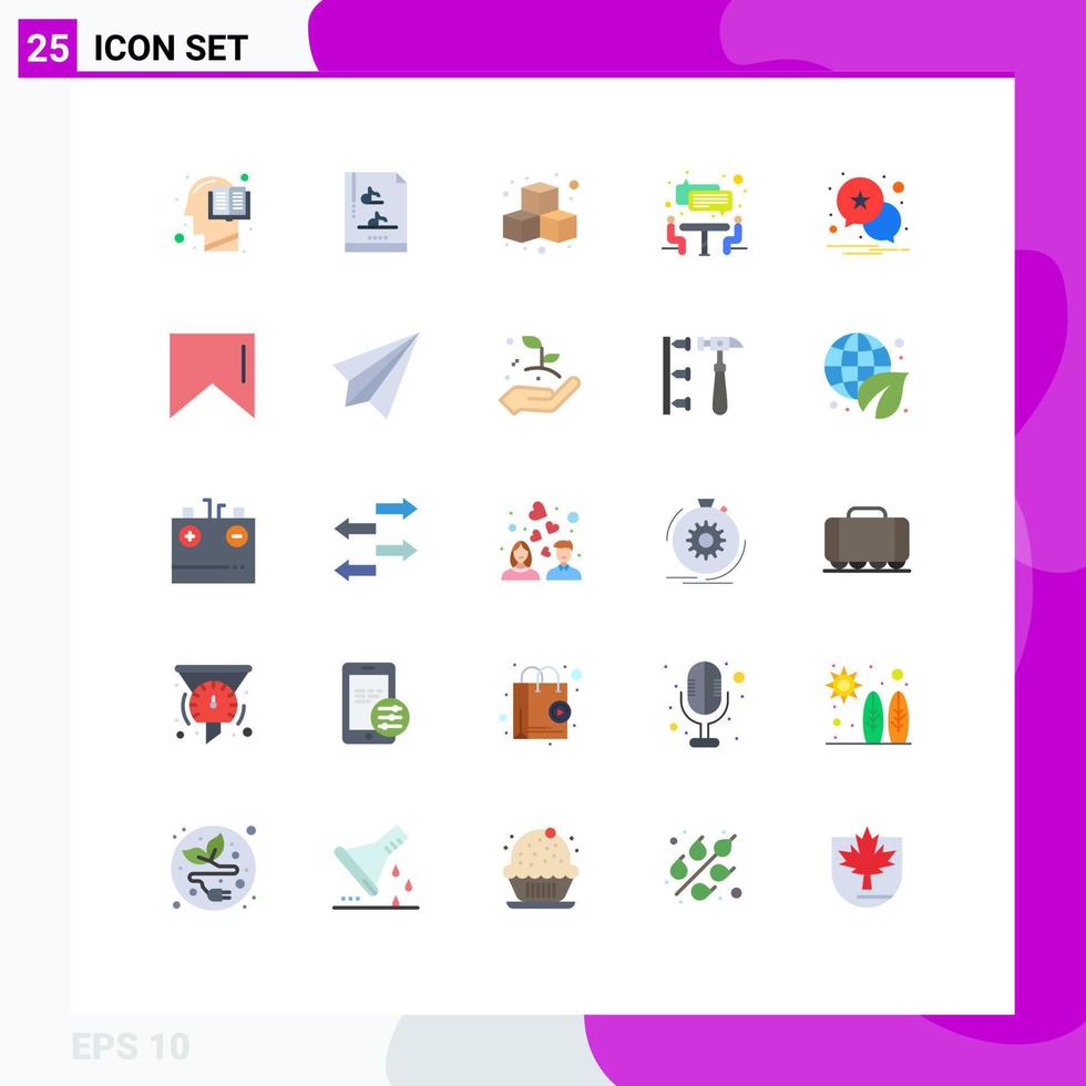 Stock Vector Icon Pack mit 25 Zeilenzeichen und Symbolen für Alarmbenachrichtigungswürfel Teamwork-Interview editierbare Vektordesign-Elemente