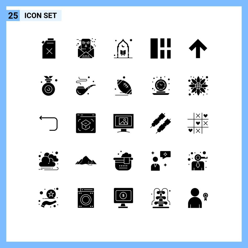 moderner Satz von 25 soliden Glyphen und Symbolen wie bearbeitbare Vektordesign-Elemente für muslimische Interface-Collage vektor