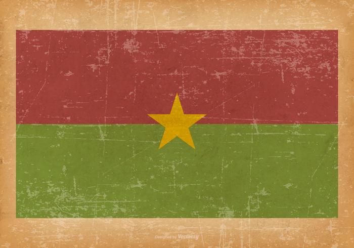 Flagga av Burkina Faso på Grunge Bakgrund vektor