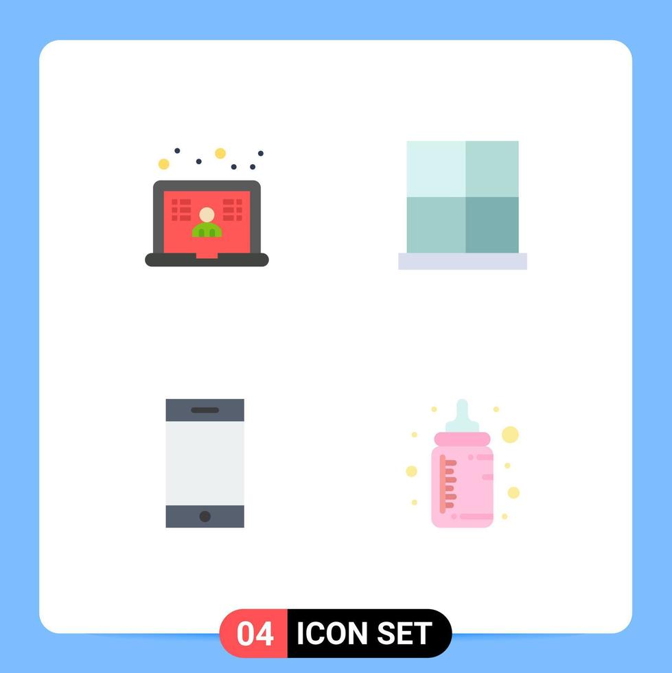grupp av 4 platt ikoner tecken och symboler för bärbar dator enhet användare Port smartphone redigerbar vektor design element