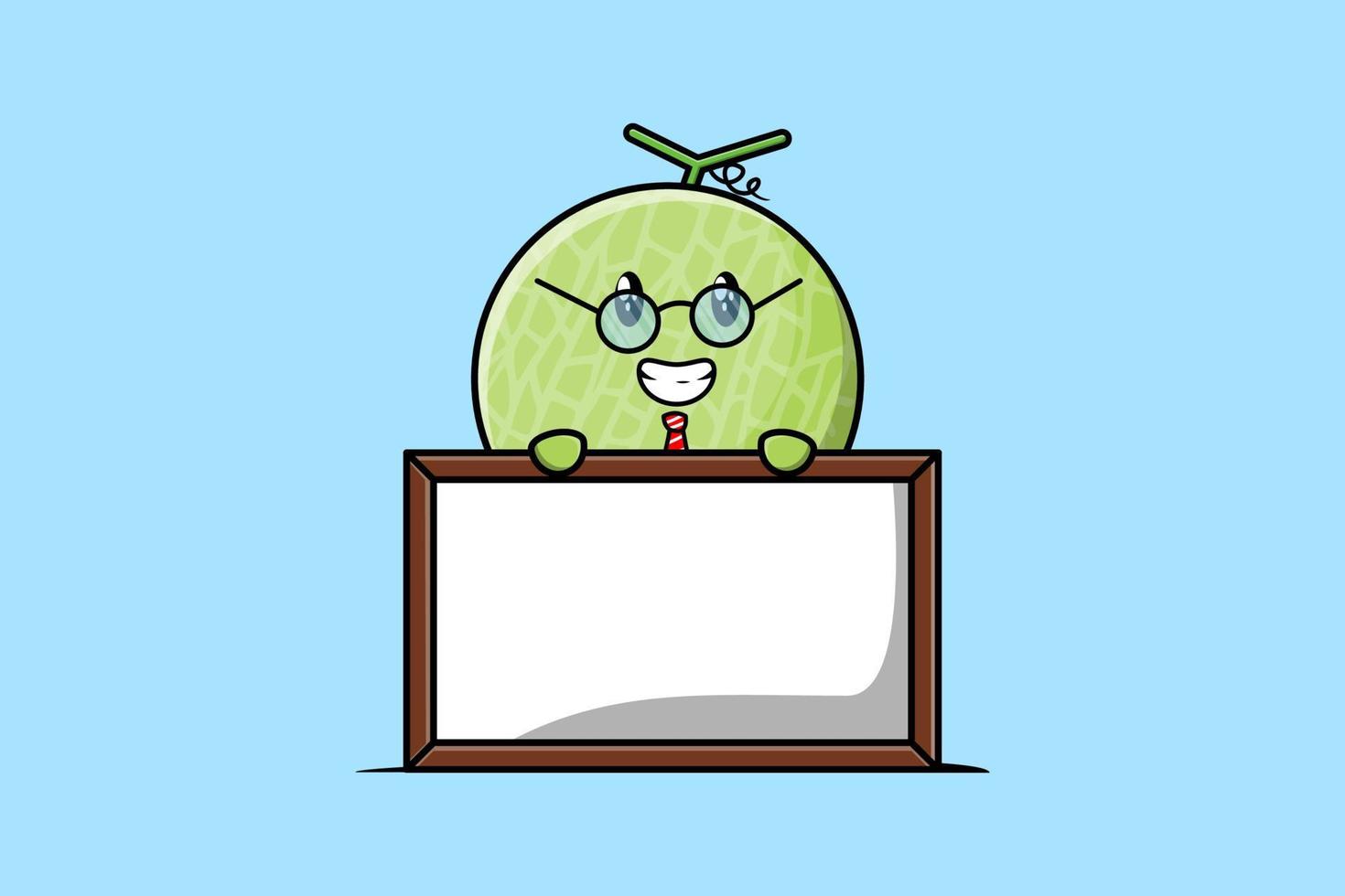 süßer Cartoon-Melonen-Lehrer mit großem Whiteboard vektor