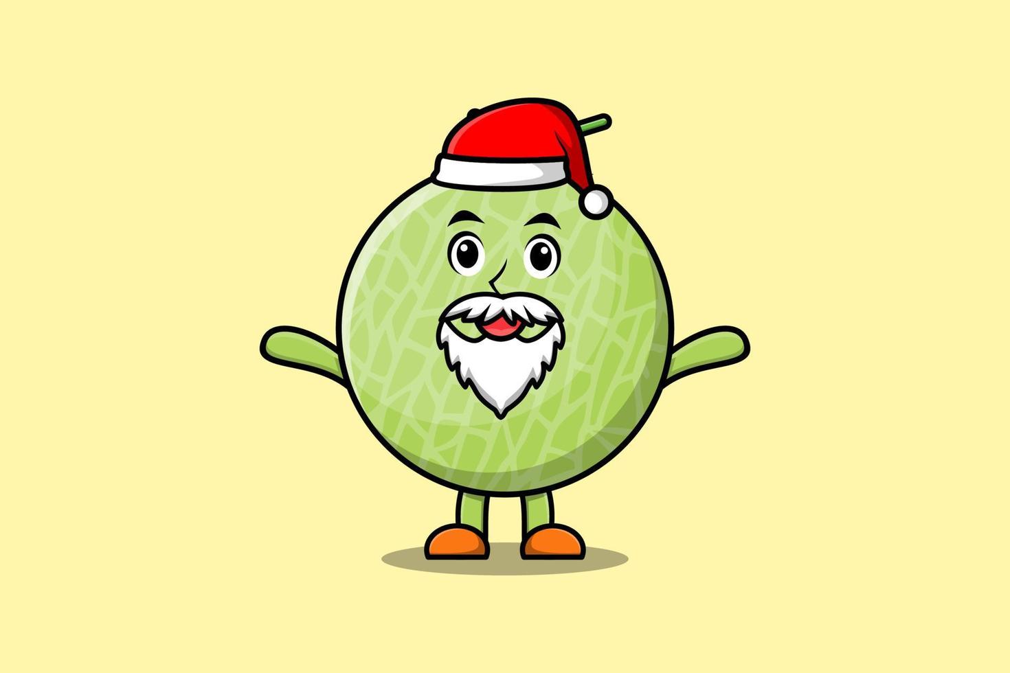 süßer karikaturmaskottchen melone weihnachtsmann charakter vektor