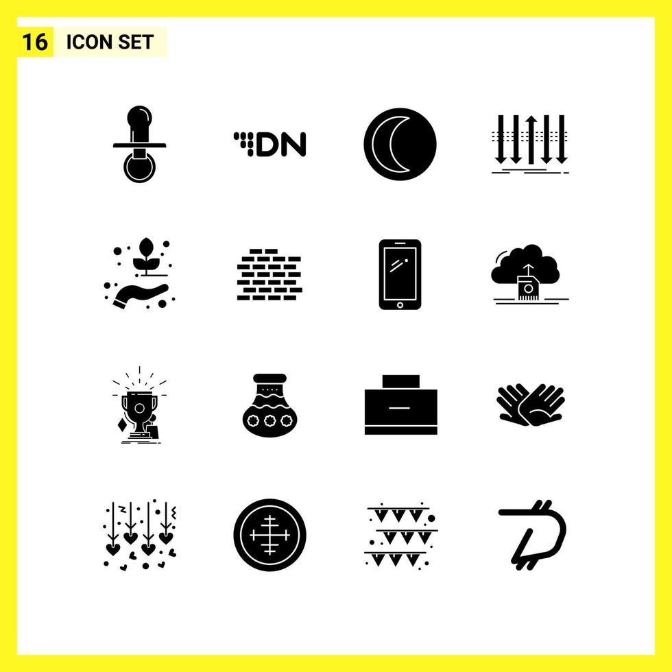 16 ikon uppsättning enkel fast symboler glyf tecken på vit bakgrund för hemsida design mobil tillämpningar och skriva ut media vektor