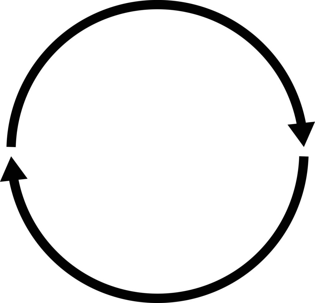 två runda tunn pilar i en cirkel ikon på vit bakgrund. två pil snurra tecken. platt stil. vektor