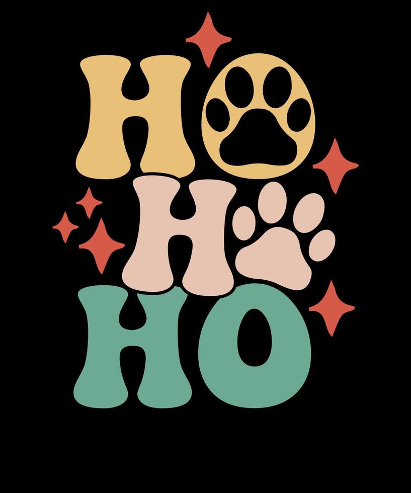 ho ho ho retro hund älskande jul t skjorta design vektor