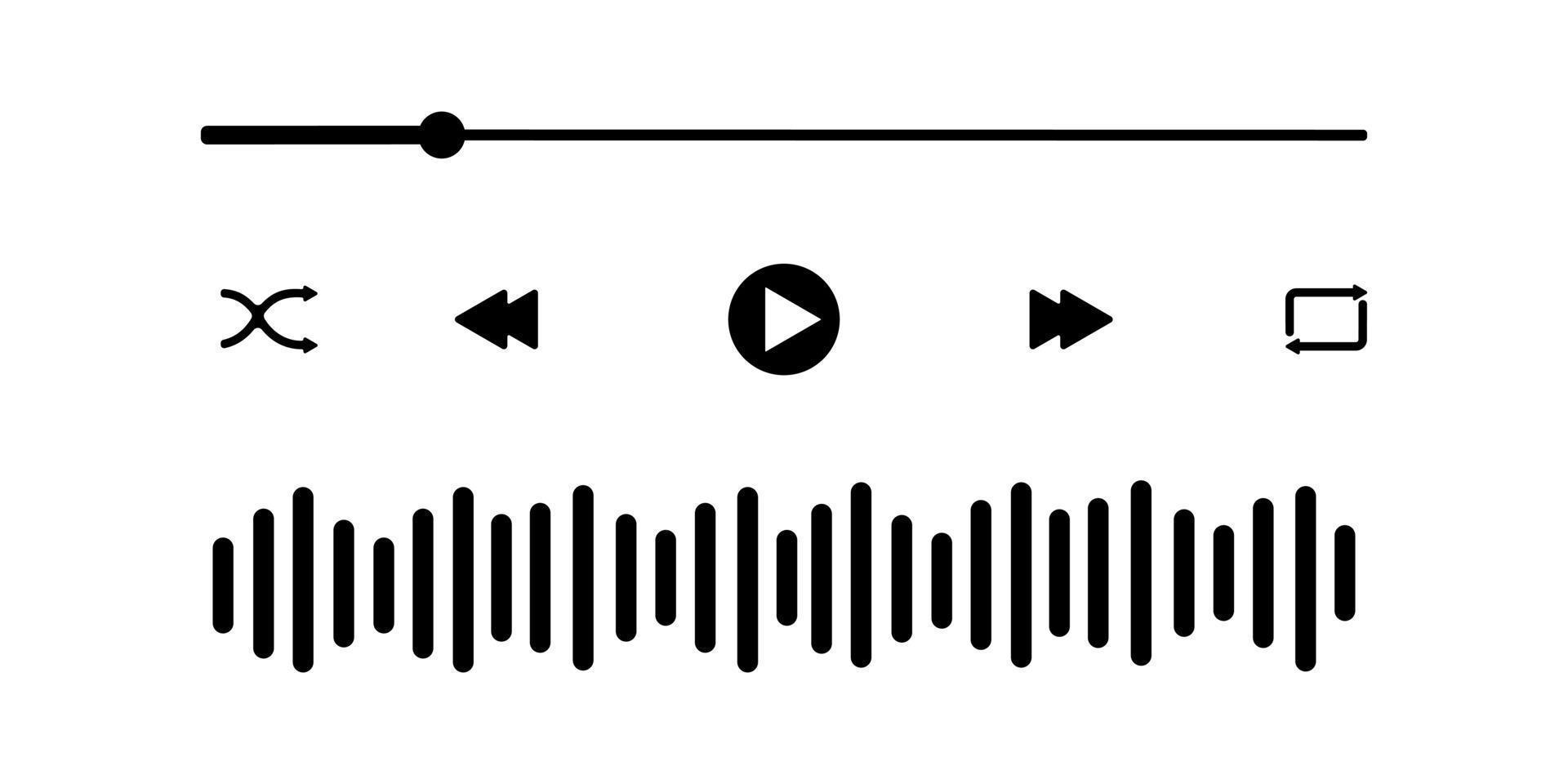 audio spelare gränssnitt med läser in bar, knappar, ljud Vinka ikon. grafisk mediaspelare panel mall för mobil app vektor