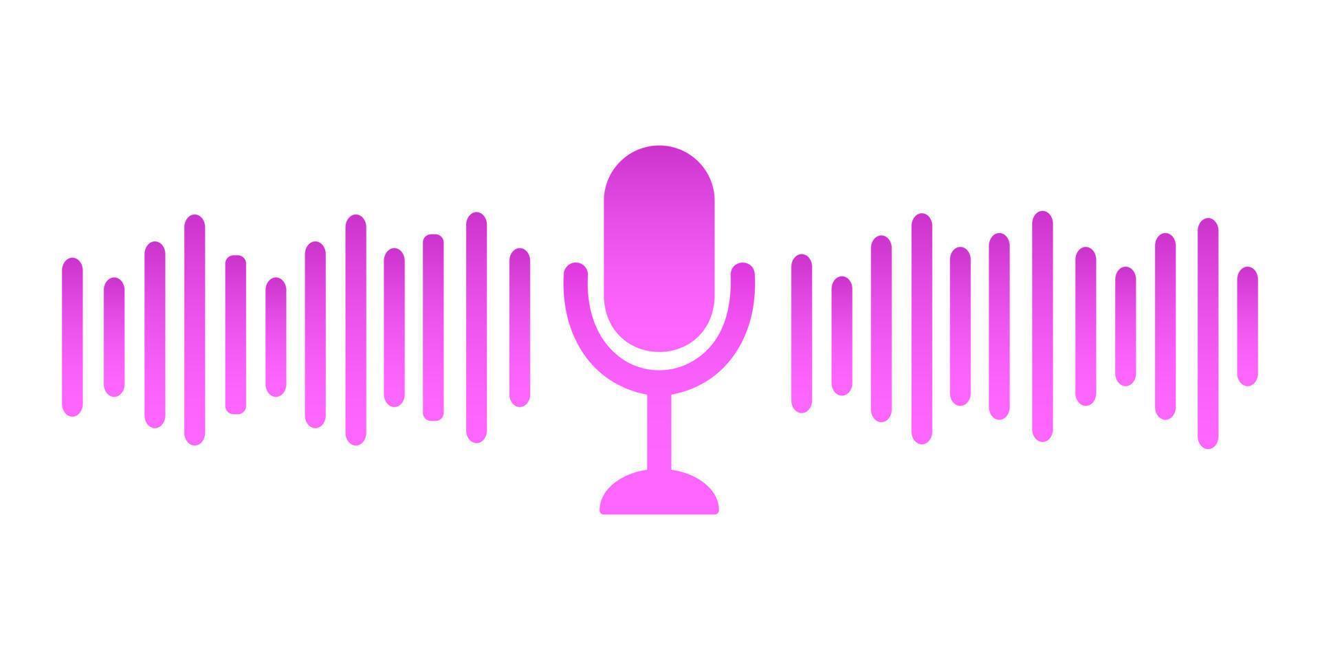 Funkmikrofon und Schallwelle. podcast, sprachaufzeichnung, online-konzertkonzept vektor
