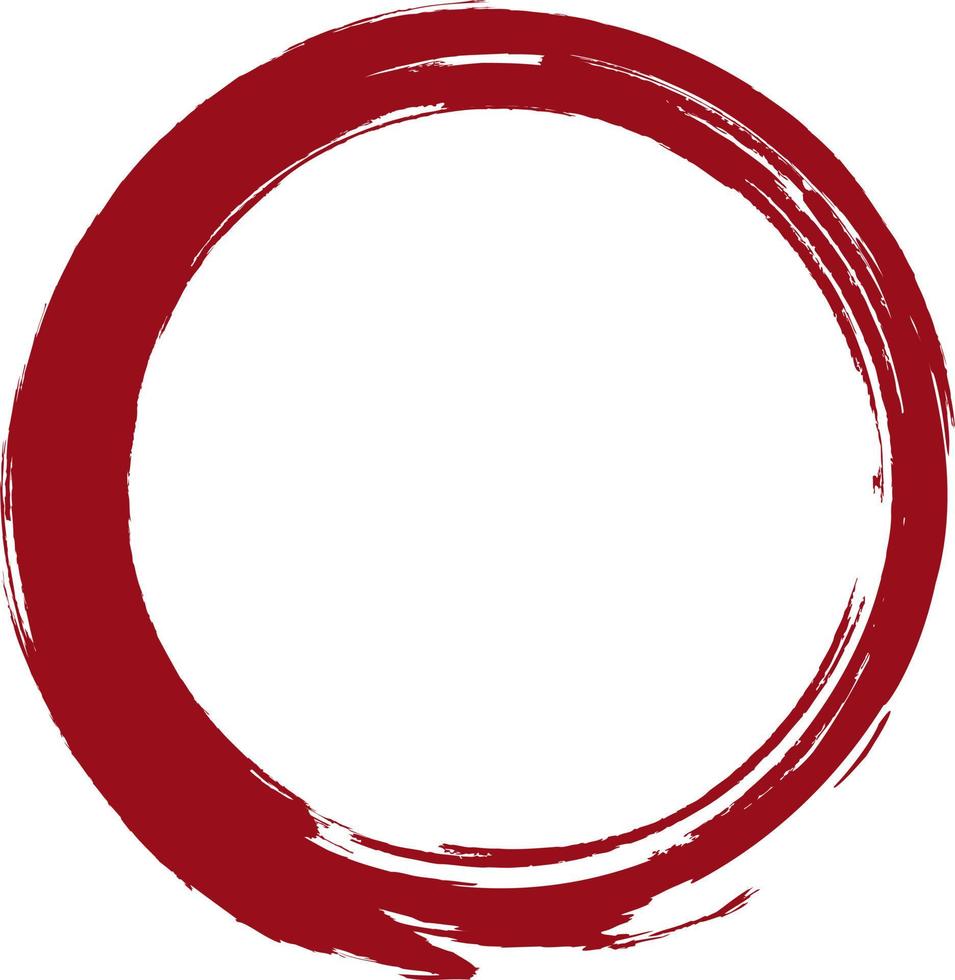 borsta målad röd cirkel grunge ram. ikon. logotyp, märka och bricka. baner, stämpel. vektor