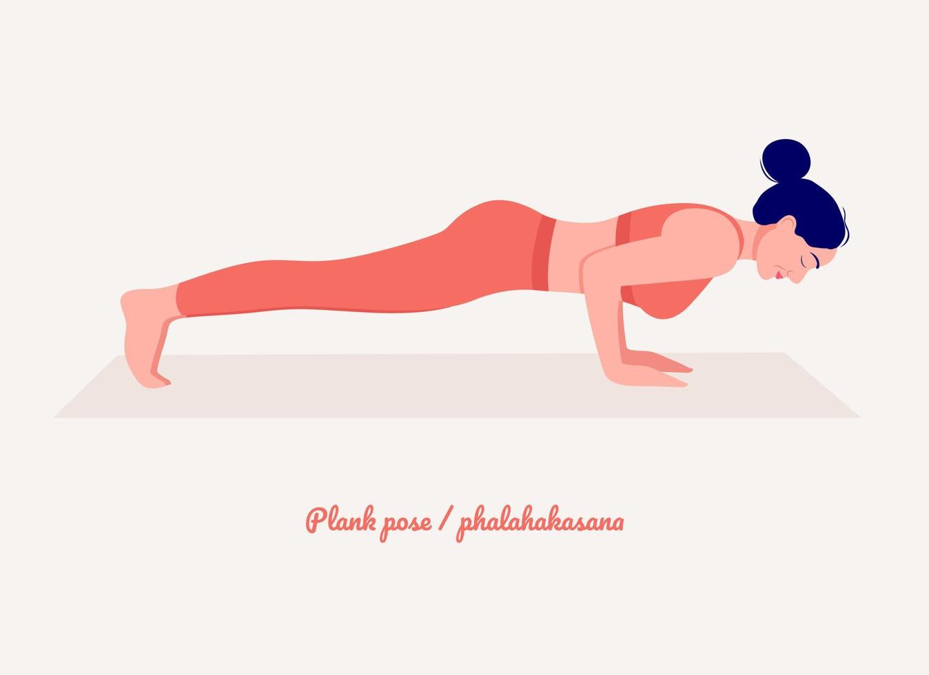 Planken-Yoga-Pose. junge Frau, die Yoga-Übungen praktiziert. Frau Workout Fitness, Aerobic und Übungen. vektor