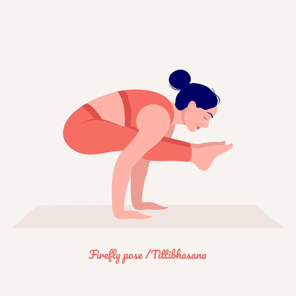 Glühwürmchen-Pose Yoga-Pose. junge Frau, die Yoga-Übungen praktiziert. Frau Workout Fitness, Aerobic und Übungen. vektor