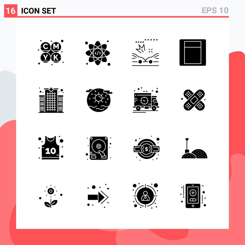 samling av 16 vektor ikoner i fast stil modern glyf symboler för webb och mobil fast ikon tecken isolerat på vit bakgrund 16 ikoner