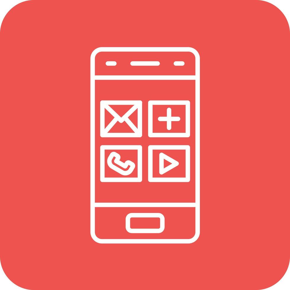 smartphone linje runda hörn bakgrund ikoner vektor