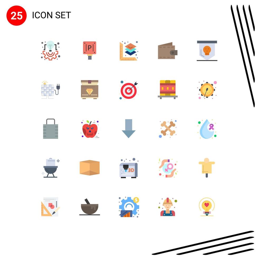 25 tematiska vektor platt färger och redigerbar symboler av halloween plånbok hotell handväska strand redigerbar vektor design element
