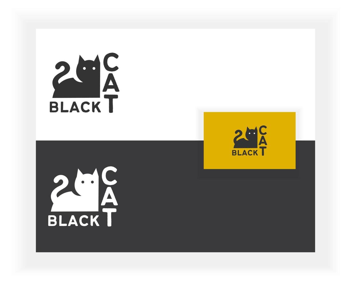 einfache Logo-Designillustration der schwarzen Katze vektor