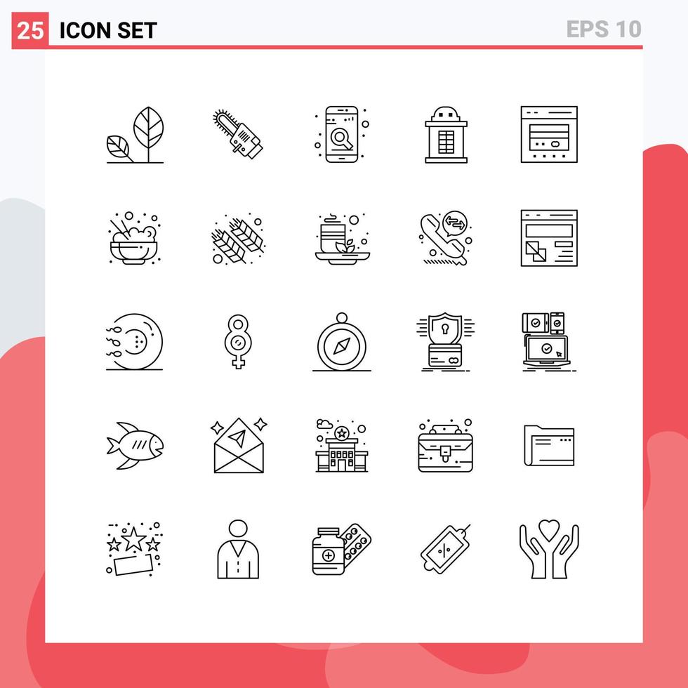 25 kreative Symbole moderne Zeichen und Symbole der drahtlosen Haussuche mit Geldzug editierbare Vektordesign-Elemente vektor