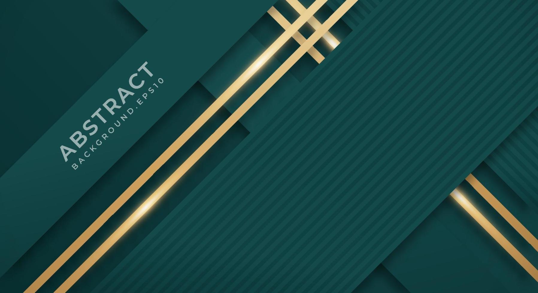 abstrakter dunkelgrüner hintergrund mit goldenen linien luxussaiten. geometrischer hintergrund mit strukturierten papierschichten für geschäftspräsentationsvorlage vektor