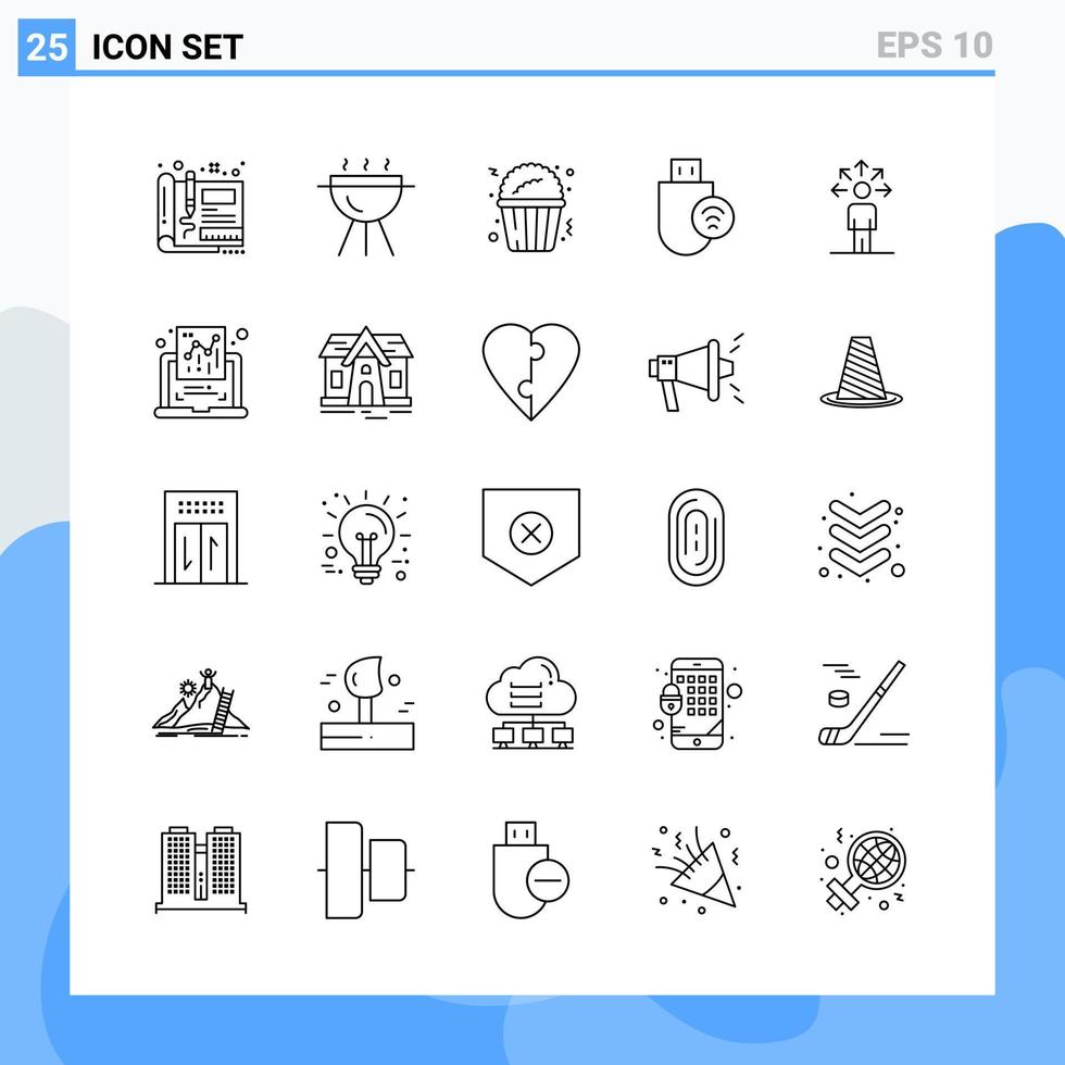 modern 25 linje stil ikoner översikt symboler för allmän använda sig av kreativ linje ikon tecken isolerat på vit bakgrund 25 ikoner packa vektor